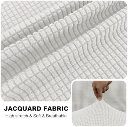 UNBBRRL Seat Cushion Cover and Back Covers for Corner Sofa Stretch Jacquard, Non Slip L Shaped Sofa Slipcover with Storage Ottoman, Sectional Couch Cover for Chaise Lounge (White,Corner seat Cover)