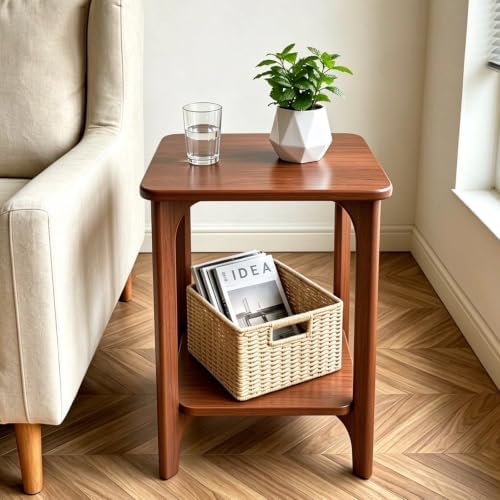 Solid Wood Small Square Side Table for Living Room, Bedroom