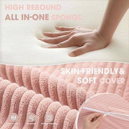 Kasunpul Folding Sofa Bed with Pillow, Memory Foam Fold Out Chair Bed, Convertible Sleeper Chair with Washable Cover, Futon Floor Couch for Living Room/Dorm/Guest Use/Home Office/Apartment,Pink