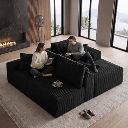 96" Boneless Sectional Couches, Cloud Sofas for Living Room