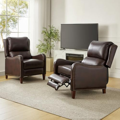 HULALA HOME Genuine Leather Recliner Chair Set of 2, Espresso