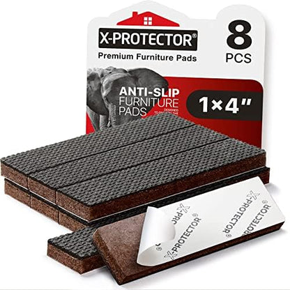 X-PROTECTOR Non-Slip Furniture Pads 8 PC 1”x 4” - Rubber Furniture Grippers