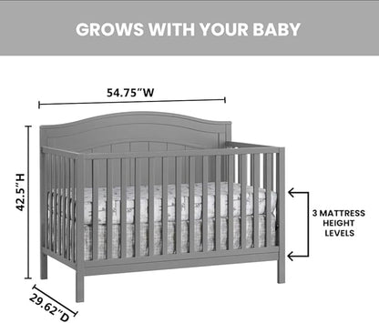 Oxford Baby Nolan 4-in-1 Convertible Crib, Dove Gray, GreenGuard Gold Certified