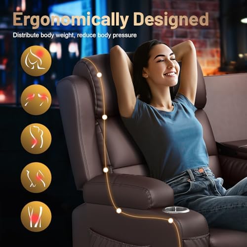 RV Loveseat Recliner Sofa, Home Theater Seating with Console & Massage