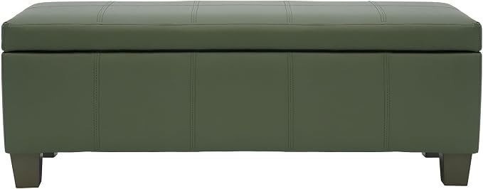 51 Inch Storage Ottoman, Storage Bench with Safety Hinge, Upholstered Synthetic Leather Ottoman Bench for Bedroom, Living Room, Entryway, Hallway, Foot Rest, Support 500lbs