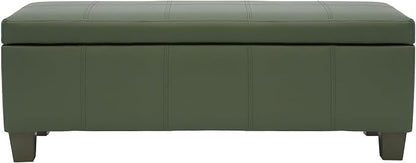 51 Inch Storage Ottoman, Storage Bench with Safety Hinge, Upholstered Synthetic Leather Ottoman Bench for Bedroom, Living Room, Entryway, Hallway, Foot Rest, Support 500lbs