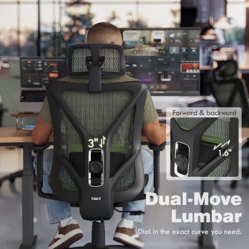 ELABEST Ergonomic Office Chair with 3D Headrest, T23 High Back Mesh Desk Chair with Adjustment Lumbar Support & 3D Armrests, Chair, Big and Tall Swivel Computer Chair for Home Office, Gaming