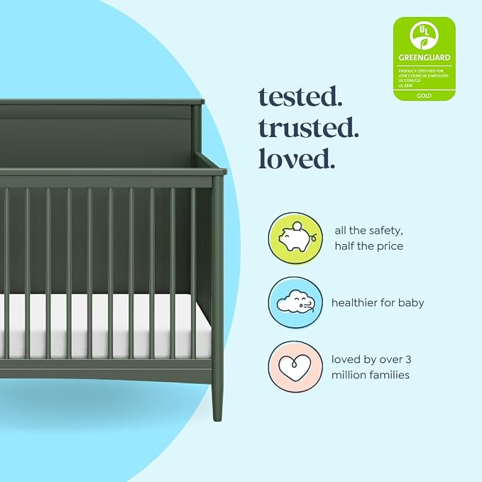 Davinci Frem 4-in-1 Convertible Crib in Forest Green, GREENGUARD Gold Certified