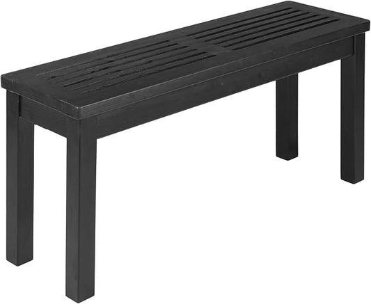 VINGLI Outdoor Wooden Bench, 40” Porch Bench Outdoor Backless Garden Bench, Small Outdoor Bench for Deck Patio Entryway (Black, 40in)