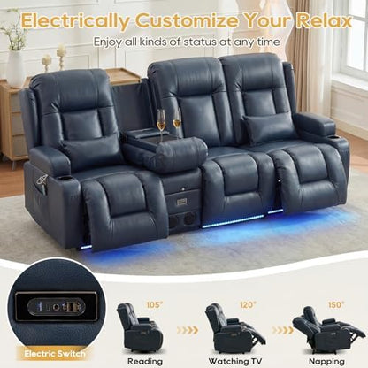 IPKIG Power Loveseat Recliner Sofa with Flip Back Console, 89" - 4 Seat