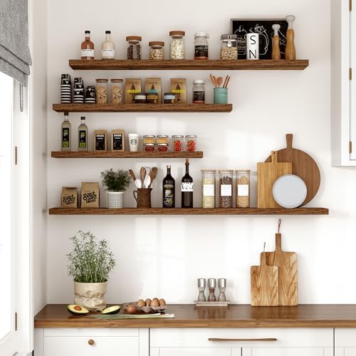 10 Inch Deep Floating Shelves 30x10” Set of 2, Rustic Brown