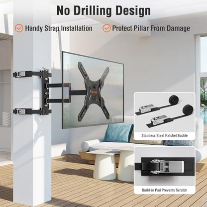 Outdoor Pillar TV Mount Waterproof for 26"-60" TVs, No Drill for Gazebo