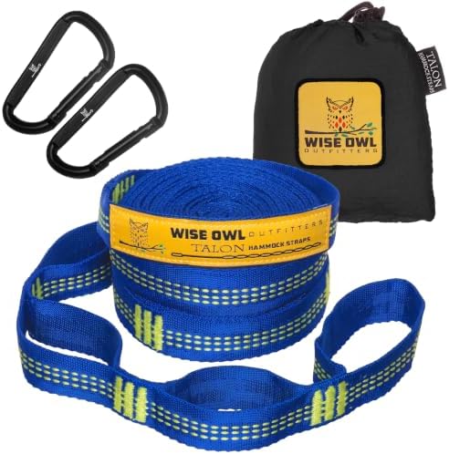 Wise Owl Outfitters Hammock Straps for Trees – 10ft Heavy-Duty Tree Hanging Kit with Carabiners, 38 Loops & Hooks – Essential Hammock Accessories for Camping