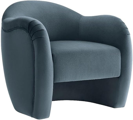 Modway Compose Barrel Chair with Performance Velvet Fabric in Cadet Blue – Upholstered Accent Armchair with Curved Backrest – Cozy Lounge Chair for Reading – Round Comfy Single Sofa Club Chair
