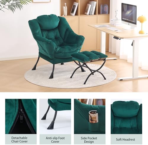 Lazy Chair with Ottoman, Comfy Accent Reading Chair