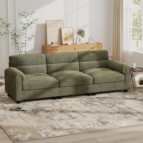 Bonzy Home 3 Seater Couch for Living Room, Corduroy, Green
