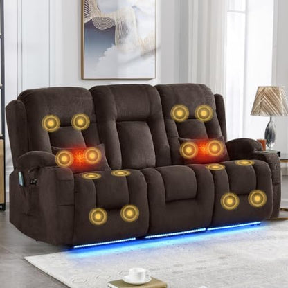 IPKIG Power Loveseat Recliner Sofa with Flip Back Console, 76.8" - 3 Seat