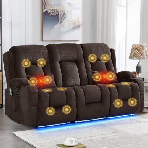 IPKIG Power Loveseat Recliner Sofa with Flip Back Console, 76.8" - 3 Seat