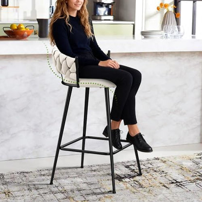 30" Velvet Bar Stools Set of 2 Counter Height Barstools Modern Bar Chair