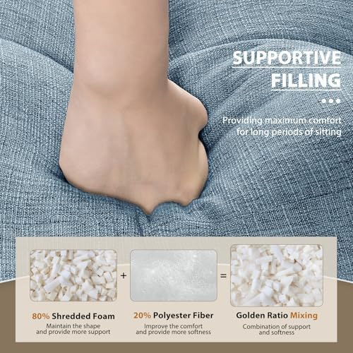 downluxe Indoor Bench Cushion for Indoor Furniture, Non-Slip Tufted Overstuffed Textured Foam Bench Seat Cushion, 36" X 14" X 4", Blue, 1 Pack