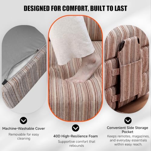 79" Memory Foam Sofa Bed, High Headrest Convertible Futon Boneless Couch