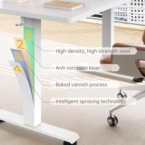 Veken 63×27.6 Inch Large Electric Standing Desk, Gaming Table, White