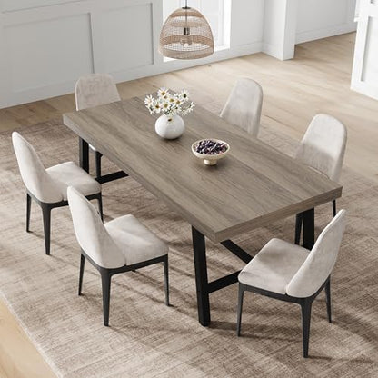 Garvee 71" Rustic Dining Table, Heavy Duty Kitchen Table, Grey Walnut
