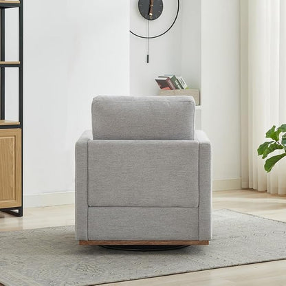 Swivel Accent Chair, 360 Degree Square Swivel Chair for Living Room, Mid Century Modern Upholstered Accent Barrel Chair,Comfy Sofa Armchairs for Bedroom,Nursery,Chenille, Grey