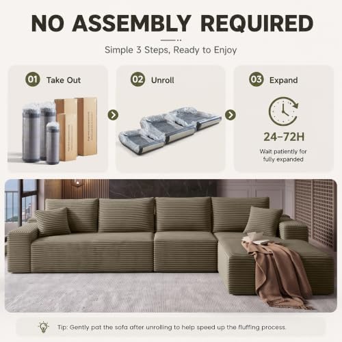 96" Boneless Sectional Couches, Cloud Sofas for Living Room