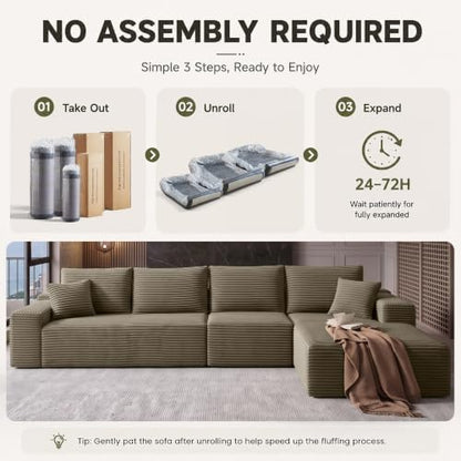 96" Boneless Sectional Couches, Cloud Sofas for Living Room
