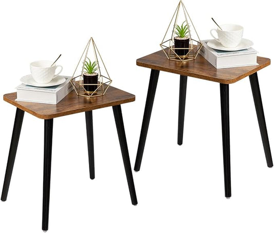 FORAOFUR End Table Set of 2, Modern Wooden Side Table for Living Room, Bedroom, Boho for Small Spaces, Easy Assembly | 2 Pack Wooden legs with modern rectangular design, fits living/bedroom, compact, sturdy, quick assembly with hardware