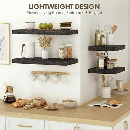 10 Inch Deep Floating Shelves 30x10” Set of 2, Black