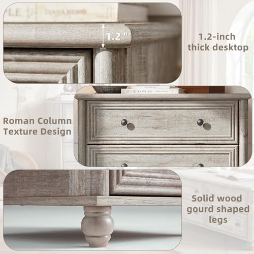 RWYHG Farmhouse 5 Drawer Dresser Set of 2, Chest of Drawers for Bedroom