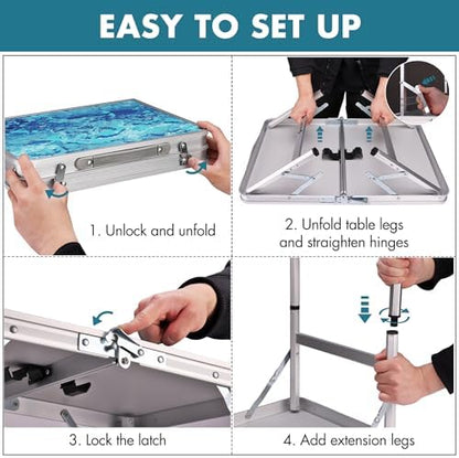 VILLEY Folding Camping Table 2FT, Portable Small Picnic Table