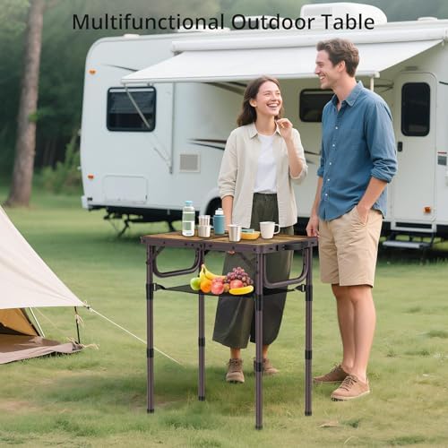 Anbte 2ft Camping Folding Table, 24" X 16" Aluminum Small Portable Table