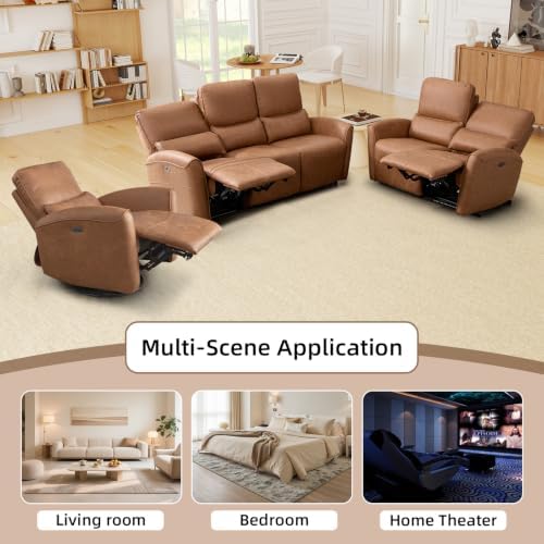 Bonzy Home Power Recliner Sofa Set, 2 Chairs+3 Seat, Brown