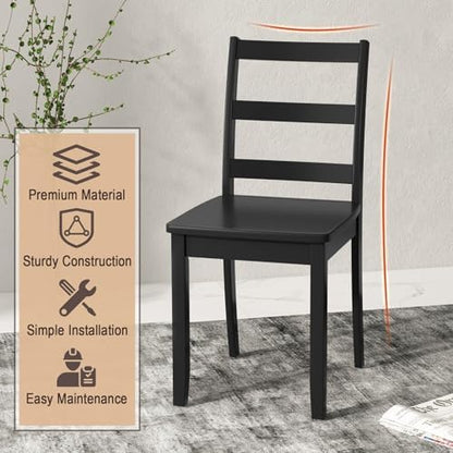 Wooden Dining Chairs Set of 4, Farmhouse Armless Wood Kitchen Chair with Back, Restaurant Side Chairs for Study, Dining Room, Black