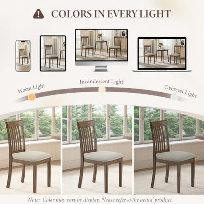 Wooden Dining Chairs Set of 4 with Walnut Wood Legs and Cushion Seat