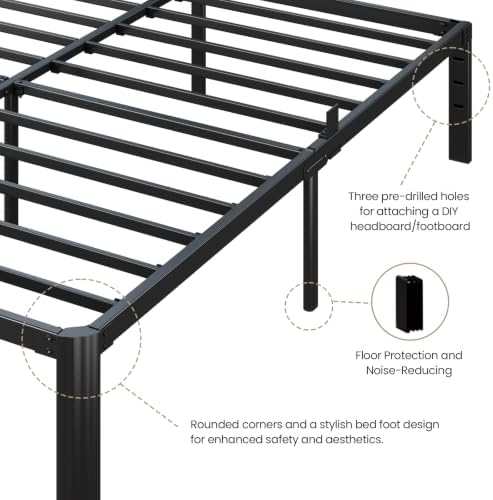 Metal Bed Frame Twin Size, 18 Inch Sturdy Heavy Duty Platform Bed Frames