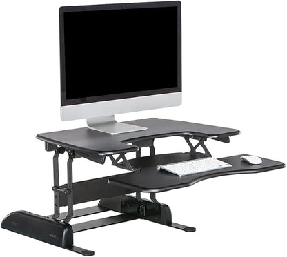 Vari VariDesk Pro Plus 30 Height Adjustable Standing Desk Converter for Home Office - Sit to Stand Desk with 11 Height Settings, Spring-Assisted Lift, and Weighted Base - Fully Assembled, Black
