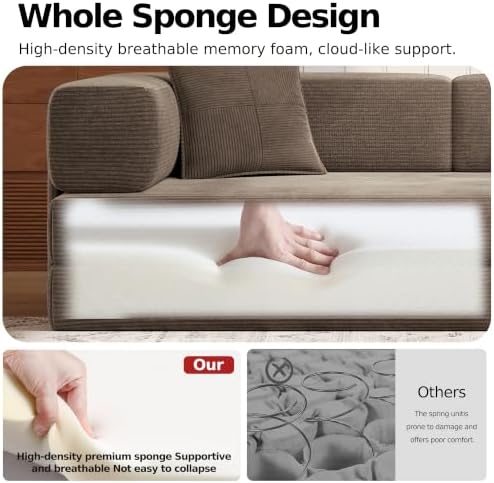 MoonSpeak 78.8'' Futon Sofa Bed, Boneless Couches for Living Room