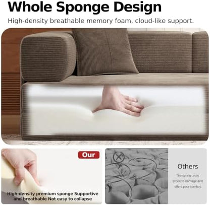 MoonSpeak 78.8'' Futon Sofa Bed, Boneless Couches for Living Room