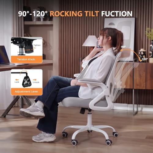 Ergonomic Home Office Chair, Mesh Computer Desk Chair, Light Grey