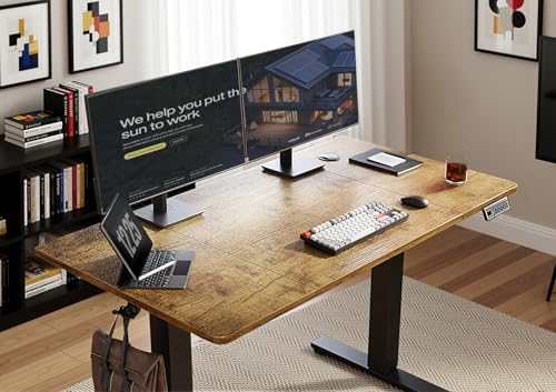YDN 63 x 24 Inch Rustic Brown Electric Standing Desk