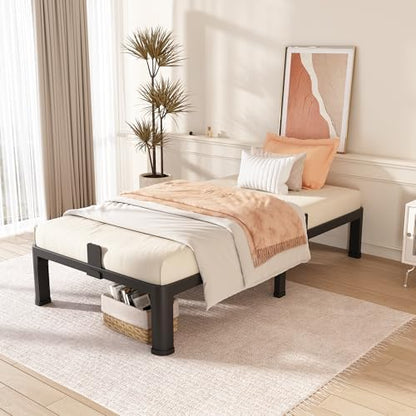 FUIOBYVV 10 Inch Twin Metal Bed Frame with Rounded Corner,Mattress Retainer