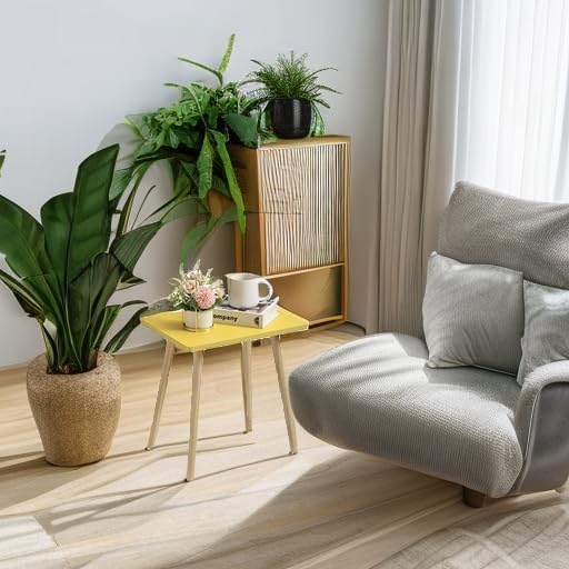 FORAOFUR Side Table, Small End Table Accent Living Room Bedroom Balcony Office, Modern Bedside Home Decor, Easy Assembly, (Yellow, 15.75D x 11.8W 16.54H in) | Yellow wood, modern rectangular, fits living/bedroom/balcony, compact, versatile, sturdy nigh...