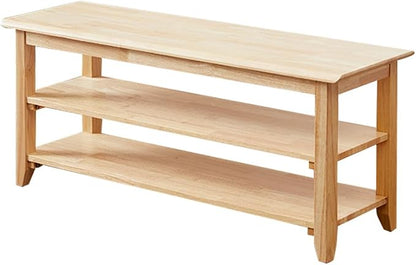 XKZG Shoe Rack Bench Wooden Shoe Storage Bench Simple Style Wood Entryway Bench (Natural,39.4")
