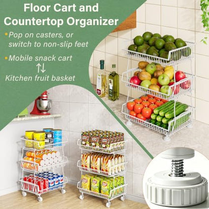 Pantry Organizers and Storage Cart with Upgraded Metal Hub Casters