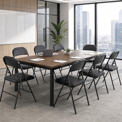 OLIXIS Padded Folding Chairs Set of 4, Portable Foldable Patio Dining Chairs, Heavy Duty Metal Frame, for Kitchen, Dining, Office, Wedding, Garden, Party, Outdoor, Indoor, Black