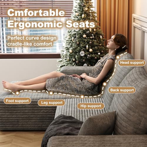 96" Sectional Couches for Living Room Cloud Couch Sofa with L-Shape Upholstered Boneless Couchs Modern Modular Sectional Couch with Chaise (Light Grey, 108" L Shaped with Left Facing Chaise)